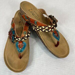 Women's Spring Step L'artiste Chunali Leather thong wedge Sandal, EU 39